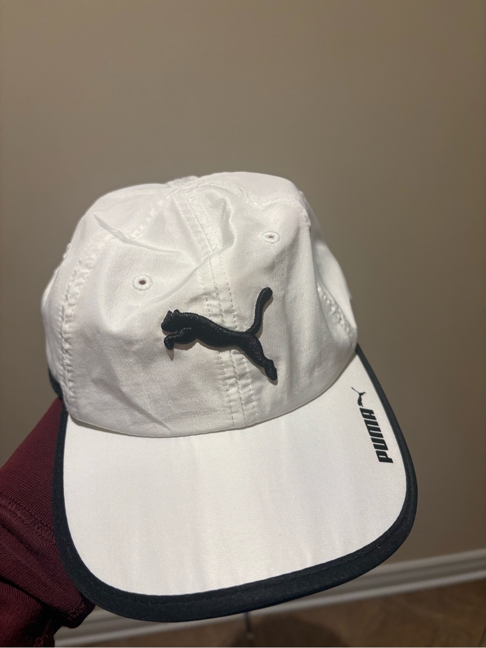 Puma White Cap with Black Trim and Logo
